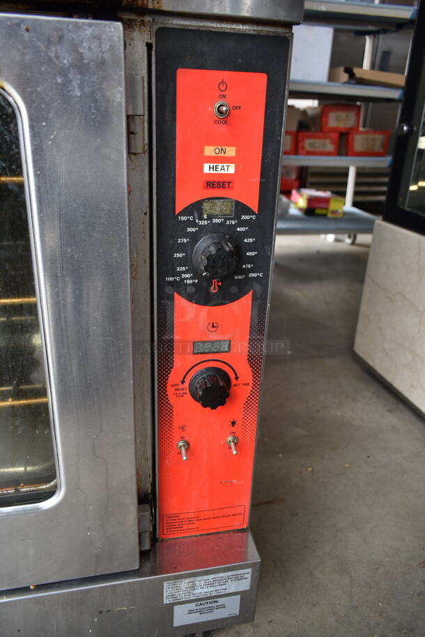 2 Vulcan VC5GD-11D1 Stainless Steel Commercial Natural Gas Powered Full Size Convection Oven w/ View Through Doors, Metal Oven Racks and Thermostatic Controls on Commercial Casters. 2 Times Your Bid! - Image 5 of 11