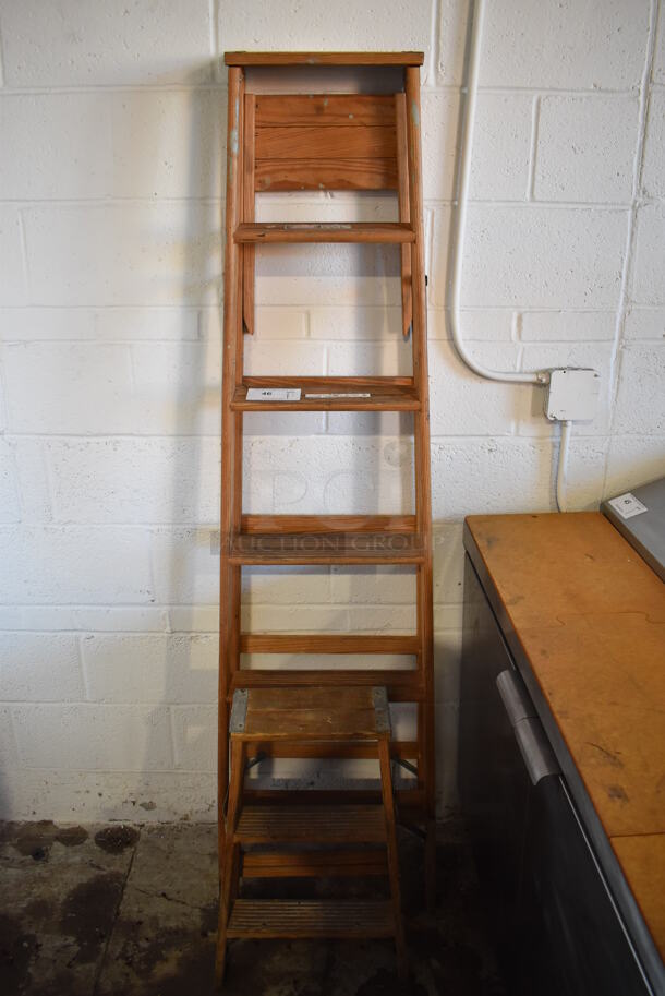 2 Wooden A Frame Ladders. W36-SPECIAL 6' and 2'. 2 Times Your Bid!