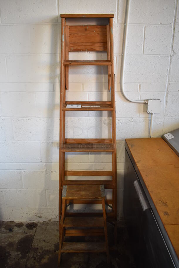 2 Wooden A Frame Ladders. W36-SPECIAL 6' and 2'. 2 Times Your Bid! - Image 1 of 5