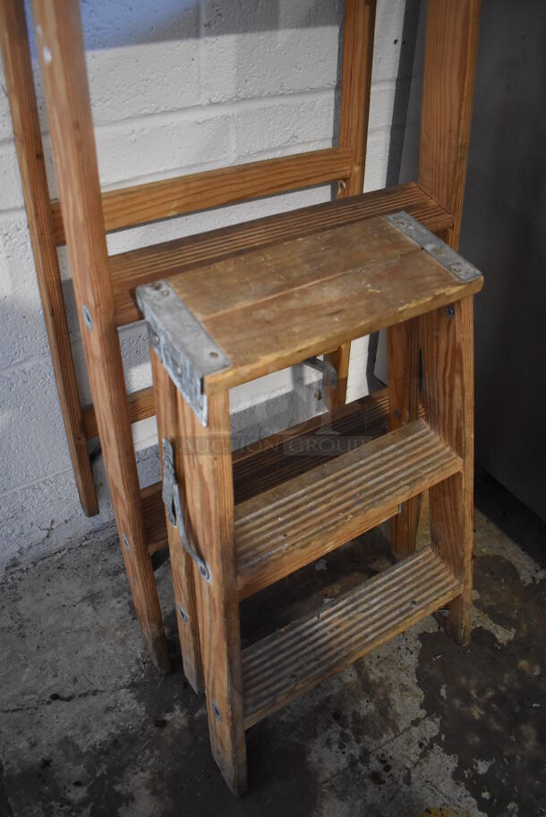 2 Wooden A Frame Ladders. W36-SPECIAL 6' and 2'. 2 Times Your Bid! - Image 2 of 5