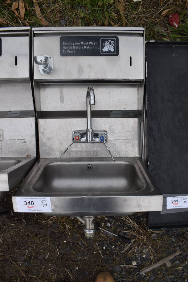 Advance Tabco Stainless Steel Commercial Single Bay Wall Mount Sink w/ Faucet and Handles. 17x16x38 - Image 1 of 6