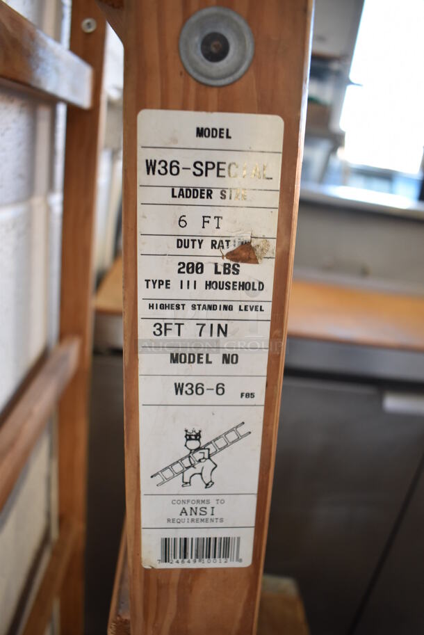2 Wooden A Frame Ladders. W36-SPECIAL 6' and 2'. 2 Times Your Bid! - Image 4 of 5