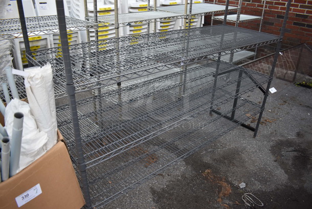 Gray Finish 4 Tier Wire Shelving Unit. BUYER MUST DISMANTLE. PCI CANNOT DISMANTLE FOR SHIPPING. PLEASE CONSIDER FREIGHT CHARGES. 72x24x75 - Image 3 of 3
