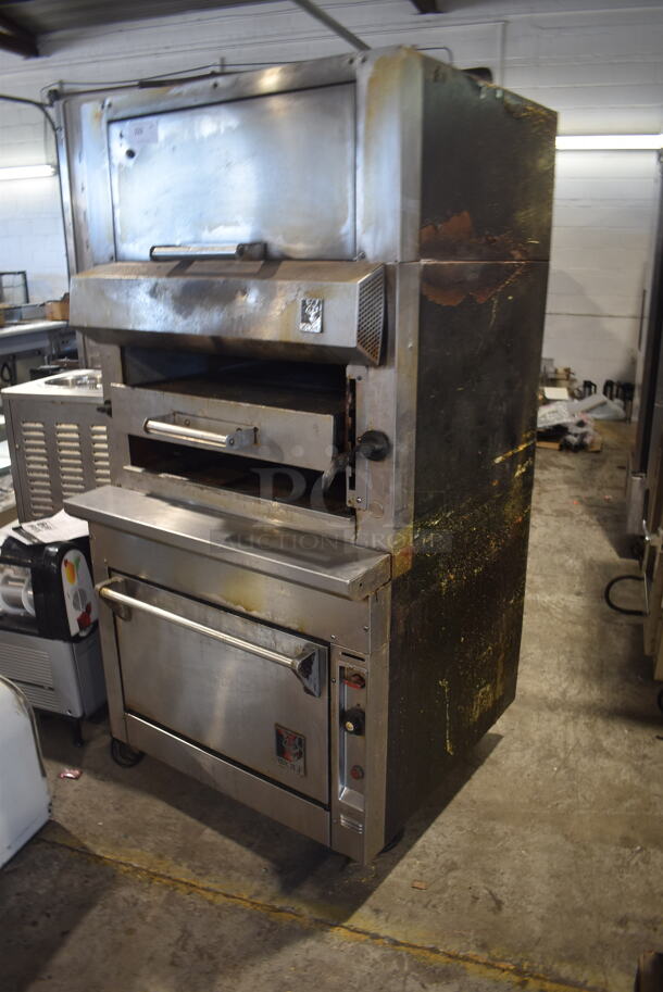 Wolf FHBO-6 Stainless Steel Commercial Natural Gas Powered Vertical Upright Broiler on Commercial Casters.  - Image 4 of 8