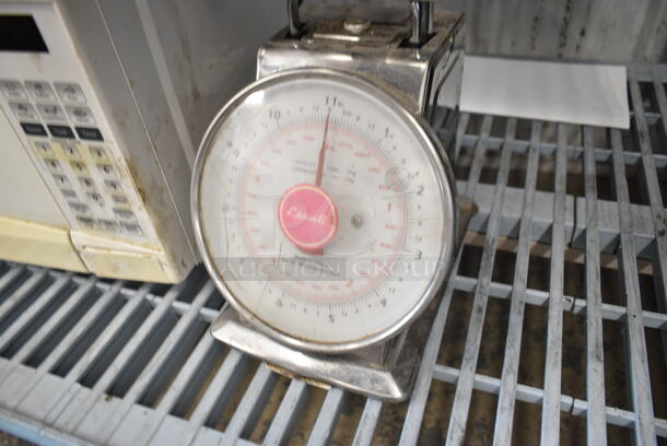 2 Items Including Impecca CM-0774W Countertop Microwave Oven w/ Plate and Metal Countertop Scale. 2 Times Your Bid!  - Image 4 of 8