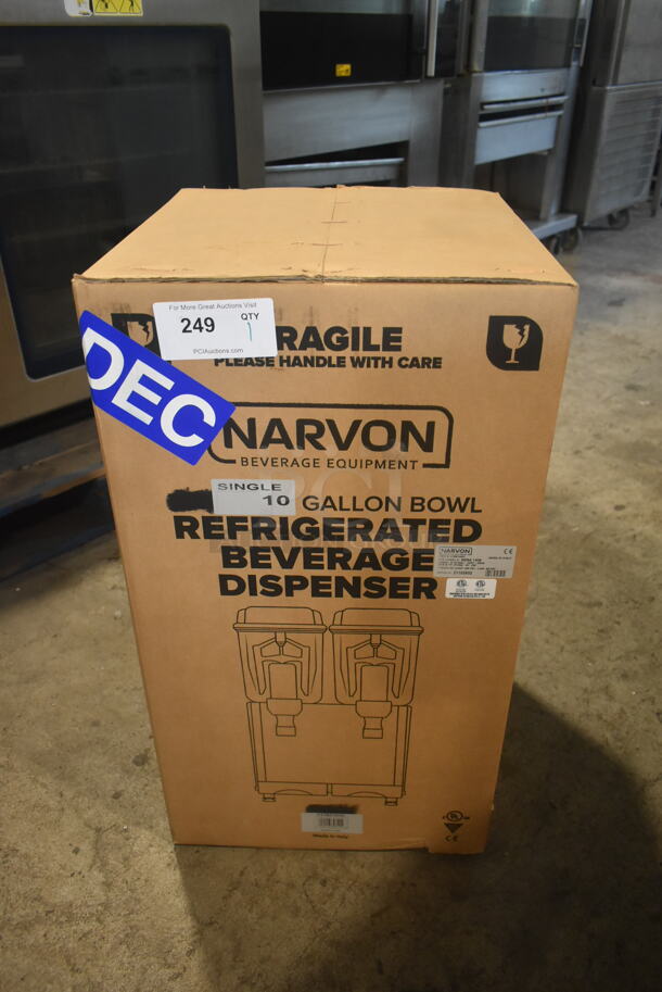 BRAND NEW IN BOX! Narvon MEGA 140S 378D10G1 Stainless Steel Commercial Single 10 Gallon Bowl Refrigerated Beverage Dispenser. 120 Volts, 1 Phase. Tested and Working! Stock Picture Used For Gallery Picture. - Image 2 of 3