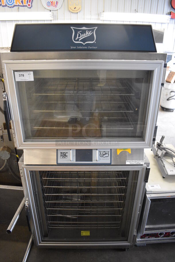 Duke Model TSC-6/18M M Stainless Steel Commercial Electric Powered Oven Proofer on Commercial Casters. 208 Volts, 3 Phase. 36x29x78