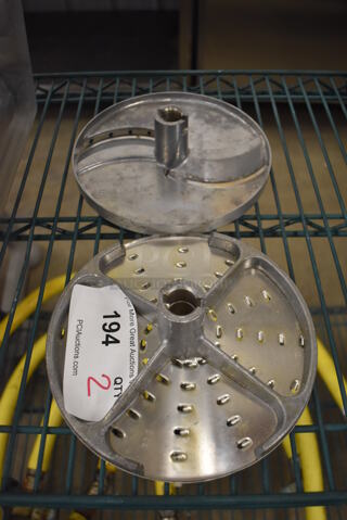 2 Robot Coupe Metal Commercial Food Processor Blades; GR 8 and ES 3 1/8". 7.5x7.5x2. 2 Times Your Bid!
