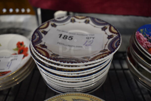 12 White Ceramic Saucers w/ Blue Patterned Rim. 6x6x1. 12 Times Your Bid! - Image 3 of 3