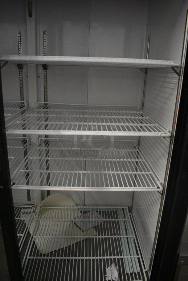 Avantco Model 178GDS47HCB Metal Commercial 2 Door Reach In Cooler Merchandiser w/ Poly Coated Racks on Commercial Casters. 115 Volts, 1 Phase. 53x30.5x84. Tested and Powers On But Does Not Get Cold - Image 5 of 5