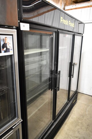 2014 True GDM-72-LD ENERGY STAR Metal Commercial 3 Door Reach In Cooler Merchandiser w/ Poly Coated Racks. 115 Volts, 1 Phase. Tested and Working!