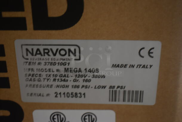 BRAND NEW IN BOX! Narvon MEGA 140S 378D10G1 Stainless Steel Commercial Single 10 Gallon Bowl Refrigerated Beverage Dispenser. 120 Volts, 1 Phase. Tested and Working! Stock Picture Used For Gallery Picture. - Image 4 of 4