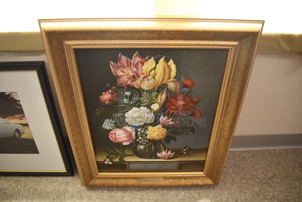 Framed Canvas Painting Reproduction of Flowers in a Glass Vase by Ambrosius Bosschaert From Art Dealer Ed Mero! - Image 1 of 6