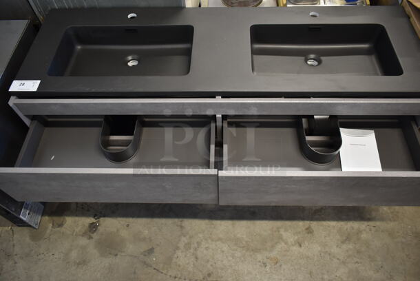 BRAND NEW! Double Bay Gray Sink Counter w/ 4 Drawers. - Image 4 of 6
