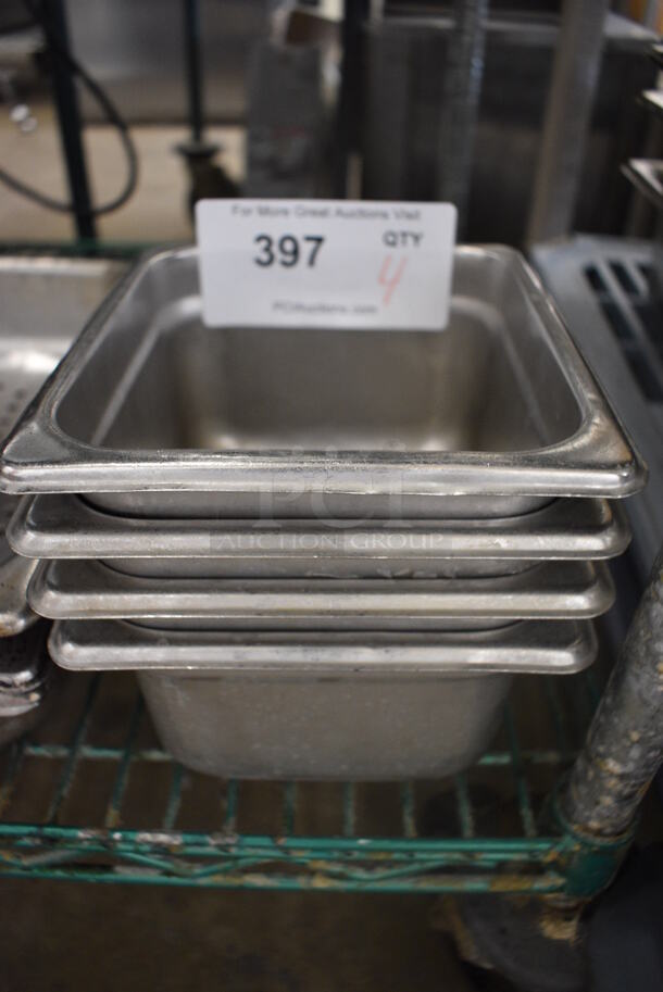 4 Stainless Steel 1/6 Size Perforated Drop In Bins. 1/6x4. 4 Times Your Bid!