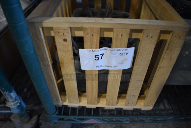ALL ONE MONEY! Lot of Various Metal Silverware in Clear Poly Bin and Wooden Crate! 15x10.5x9.5 - Image 2 of 4