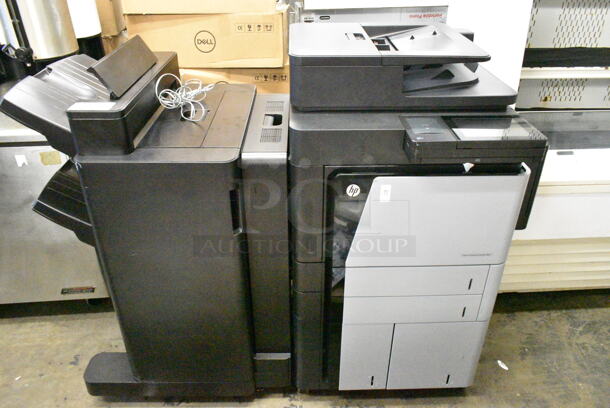 HP CF367A Floor Style Printer w/ Attachment on Casters.  - Image 1 of 12