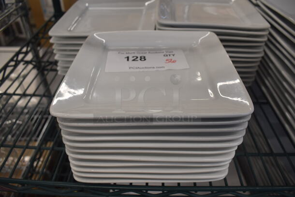 56 White Ceramic Square Plates. 7.5x7.5x1. 56 Times Your Bid!