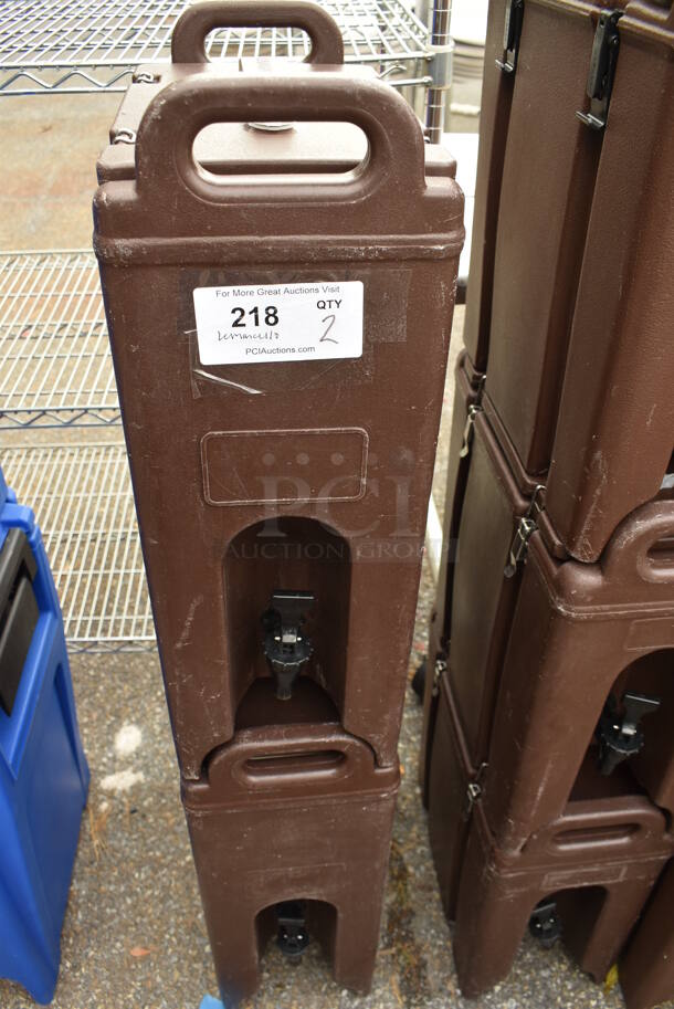 2 Cambro 500LCD Brown Poly Insulated Beverage Holder Dispensers. 9x16.5x24. 2 Times Your Bid!