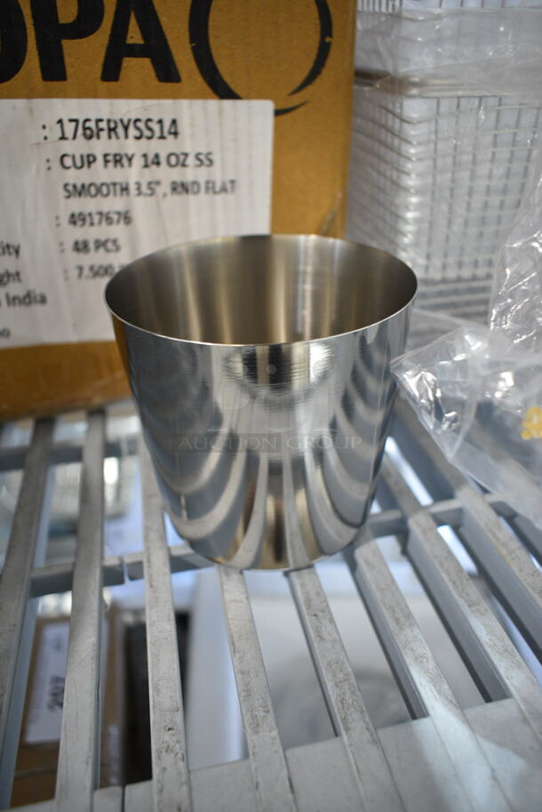 BRAND NEW SCRATCH AND DENT! Box of 48 Acopa 176FRYSS14 16 oz. Smooth Stainless Steel Appetizer / French Fry Holder with Flat Top - Image 3 of 5