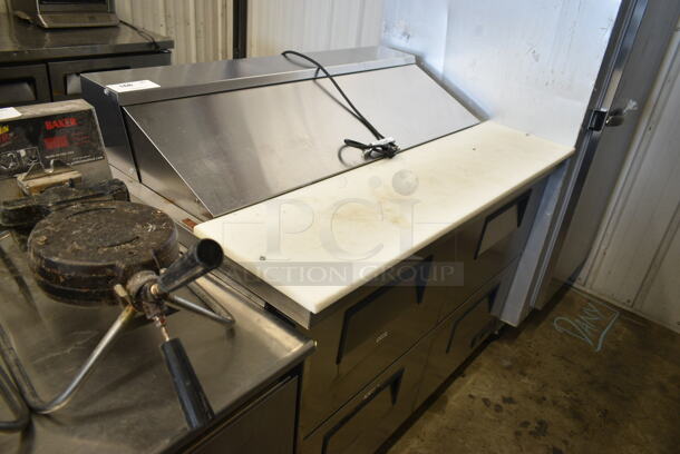 True TSSU-48-12D-4 Stainless Steel Commercial Sandwich Salad Prep Table Bain Marie Mega Top w/ 4 Drawers. 115 Volts, 1 Phase. Tested and Working! - Image 1 of 6