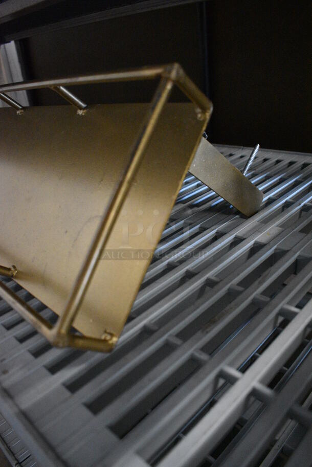 ALL ONE MONEY! Gold Colored Metal Wall Mount Shelf. Unit Is In Two Pieces. 48x8x11, 36x8x11 - Image 4 of 4