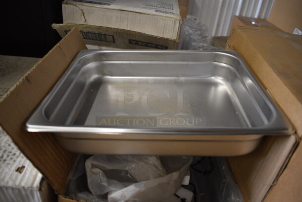 12 BRAND NEW IN BOX! Stainless Steel 1/2 Size Drop In Bins. 1/2x2. 12 Times Your Bid!