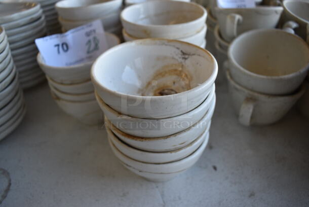 36 White Ceramic Bowls. 4x4x2. 36 Times Your Bid!