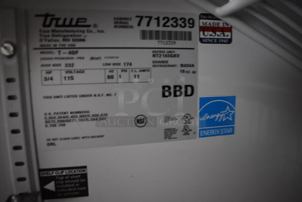 2013 True T-49F ENERGY STAR Stainless Steel Commercial 2 Door Reach In Freezer w/ Poly Coated Racks. 115 Volts, 1 Phase. Tested and Working! - Image 5 of 6
