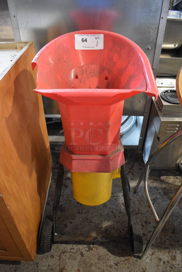 Chicago Red Poly Chipper Shredder. 115 Volts, 1 Phase. 19x30x38