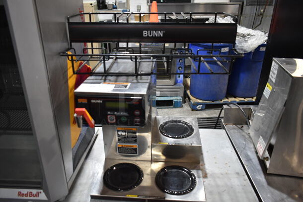 Bunn AXIOM-15-3 Stainless Steel Commercial Countertop 3 Burner Coffee Machine w/ Hot Water Dispenser and Display.  120 Volts, 1 Phase. 