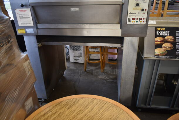 Compacta Modular H6 MK4 MTS 1.2.8 Stainless Steel Commercial Floor Style Electric Powered Single Deck Pizza Oven Bakery Oven on Metal Legs w/ Commercial Casters. 208 Volts, 3 Phase.  - Image 3 of 7