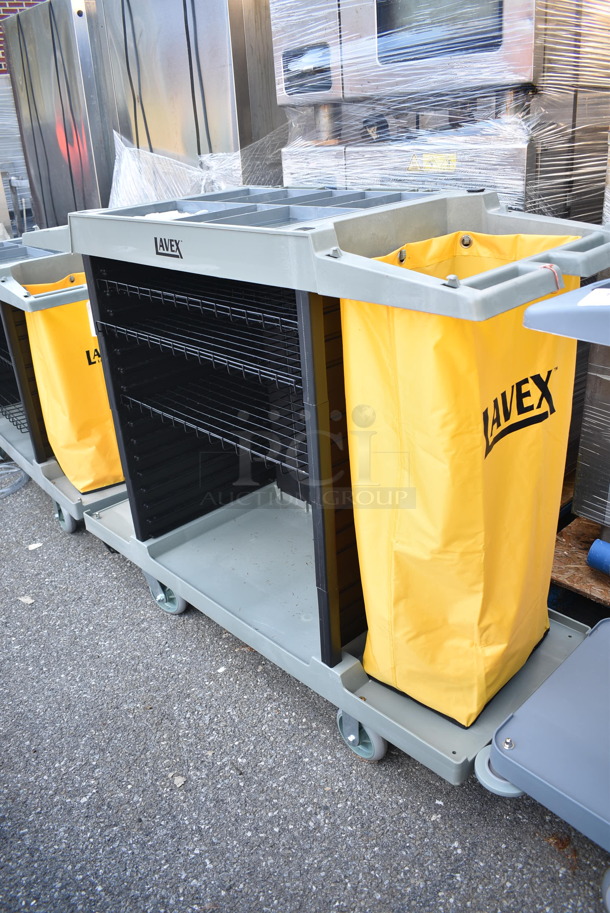 BRAND NEW SCRATCH AND DENT! Lavex 274HKCARTLG Hotel / Housekeeping Cart - Large Four Shelf on Commercial Casters.  - Image 2 of 8