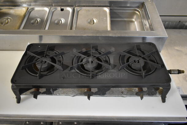 Metal Countertop Propane Gas Powered 3 Burner Range.  - Image 2 of 5