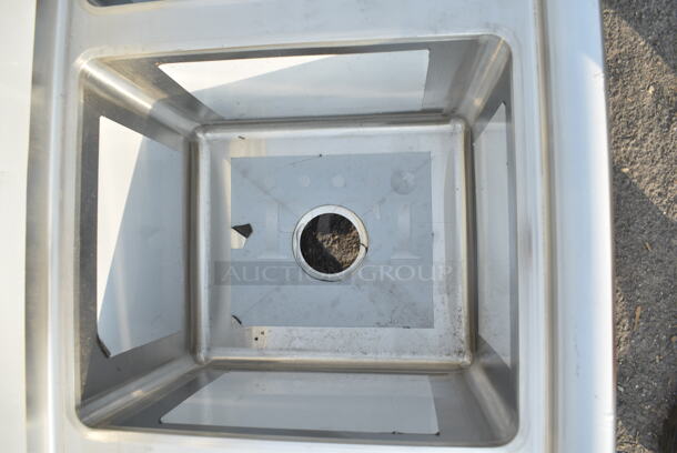 BRAND NEW SCRATCH AND DENT! Regency 600S31416212 70" 16 Gauge Stainless Steel Three Compartment Sink with Galvanized Steel Legs and Two Drainboards - 14" x 16" x 12" Bowls - Image 6 of 9