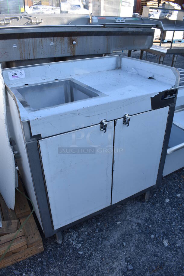 Stainless Steel Commercial Counter w/ Basin, Back Splash, Side Splash Guards and 2 Doors. 36x24x41 - Image 2 of 5