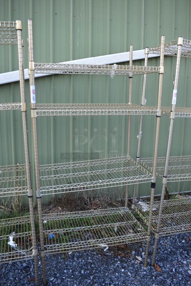 Gold Finish 4 Tier Wire Shelving Unit. BUYER MUST DISMANTLE. PCI CANNOT DISMANTLE FOR SHIPPING. PLEASE CONSIDER FREIGHT CHARGES. 36x21x75 - Image 2 of 3