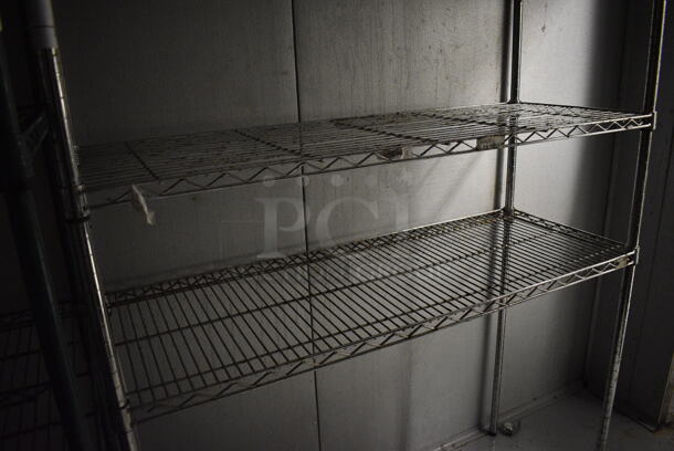 Chrome Finish 4 Tier Wire Shelving Unit. BUYER MUST DISMANTLE. PCI CANNOT DISMANTLE FOR SHIPPING. PLEASE CONSIDER FREIGHT CHARGES. 48x18x75. (kitchen) - Image 4 of 4