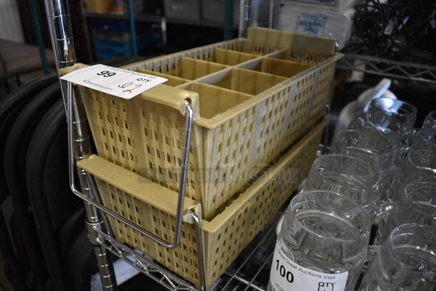 ALL ONE MONEY! Lot of 2 Yellow / Tan Poly Silverware Caddies! 8x18x8 - Image 3 of 3