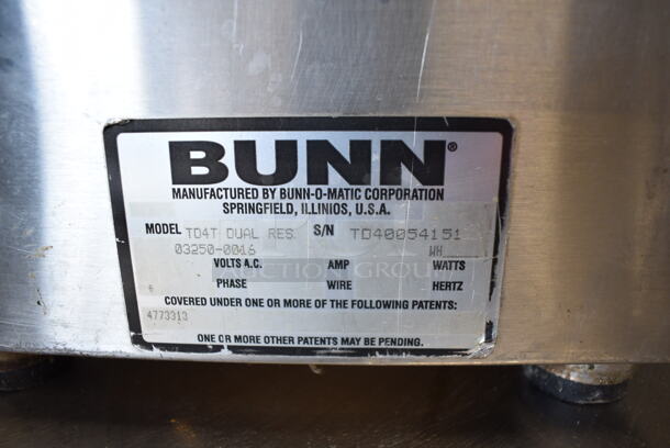 Bunn TD4T DUAL RES Metal Coffee Holder Dispenser.  - Image 4 of 4