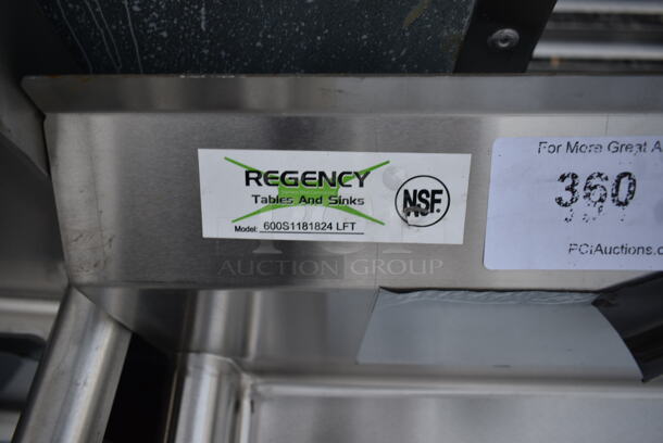 BRAND NEW SCRATCH AND DENT! Regency 600S1181824 LFT Stainless Steel Commercial Single Bay Sink w/ Left Side Drain Board. No Legs Bay 18x18. Drain Board 22x20 - Image 6 of 6