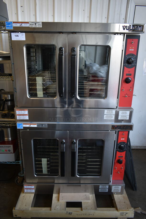 2 BRAND NEW SCRATCH AND DENT! Vulcan VC5ED ENERGY STAR Stainless Steel Commercial Electric Powered Full Size Convection Oven w/ View Through Doors, Metal Oven Racks and Thermostatic Controls. 208 Volts, 1/3 Phase. 2 Times Your Bid! - Image 1 of 9