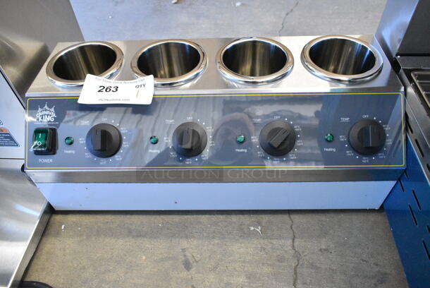 BRAND NEW SCRATCH AND DENT! Carnival King 382SBW4 Stainless Steel Quad 32 oz. Sauce / Topping Bottle Warmer. 120 Volts, 1 Phase. Tested and Working! - Image 2 of 5