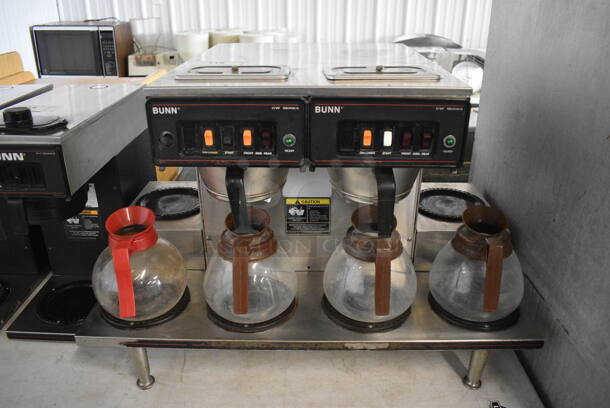 Bunn Stainless Steel Commercial Countertop 6 Burner Coffee Machine w/ 2 Metal Brew Baskets and 4 Coffee Pots. 30x20x21