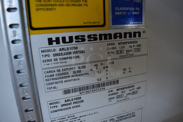 Hussmann ARL01050 Metal Commercial 3 Door Reach In Freezer Merchandiser w/ Poly Coated Racks. 230 Volts, 1 Phase. 85x29x80 - Image 5 of 6
