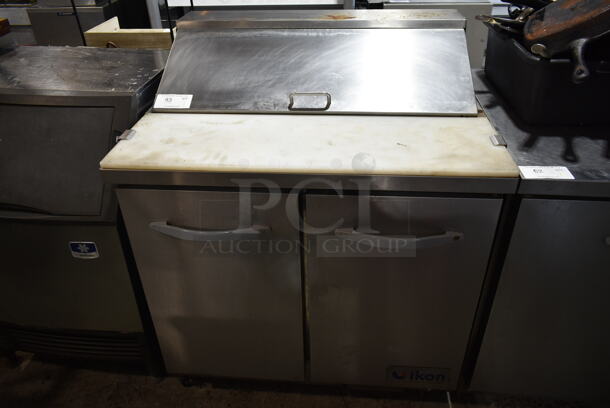 Ikon ISP36 Stainless Steel Commercial Sandwich Salad Prep Table Bain Marie Mega Top w/ Drop In Bins. 115 Volts, 1 Phase. Tested and Working!