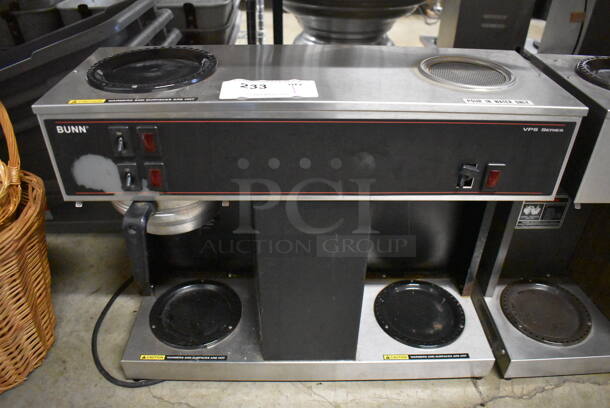 Bunn VPS Stainless Steel Commercial Countertop 3 Burner Coffee Machine w/ Metal Brew Basket. 120 Volts, 1 Phase. 23x8x19