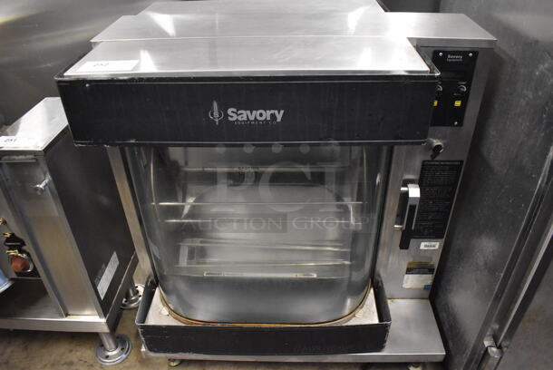 Savory Stainless Steel Commercial Countertop Electric Powered Rotisserie Oven. 208/240 Volts, 3 Phase. 34x25x37