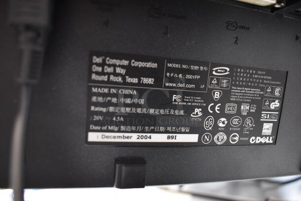 3 Dell 2001FP 20" Computer Monitors. 100-240 Volts, 1 Phase. 3 Times Your Bid! - Image 6 of 8