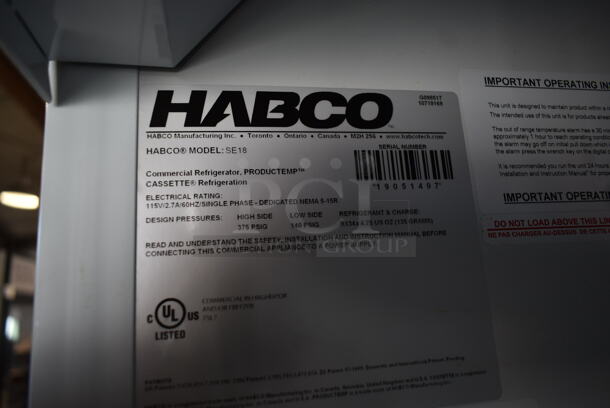 2019 Habco SE18 Metal Commercial Single Door Reach In Cooler Merchandiser w/ Poly Coated Racks. 115 Volts, 1 Phase. Tested and Working! - Image 4 of 4